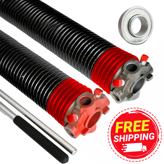 Garage Door Torsion Spring Kit (Pair) with Winding Bars & Bearing – 0.234" x 2" x 30" – 10,000+ Cycle